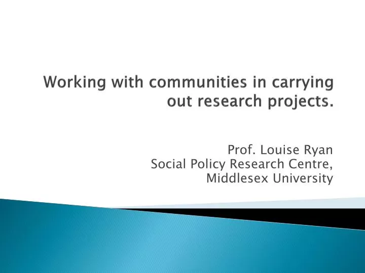 working with communities in carrying out research projects