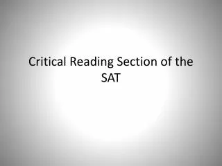 Critical Reading Section of the SAT