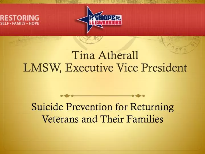 suicide prevention for returning veterans and their families