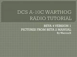 DCS A-10C WARTHOG RADIO TUTORIAL