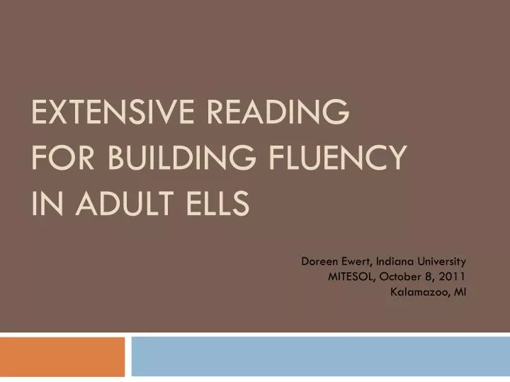 extensive reading for building fluency in adult ells