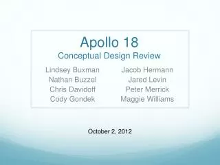 Apollo 18 Conceptual Design Review