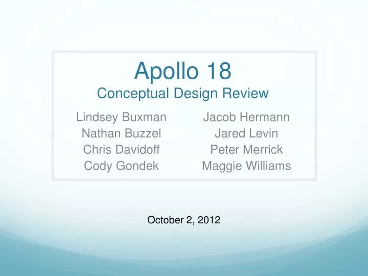 apollo 18 conceptual design review