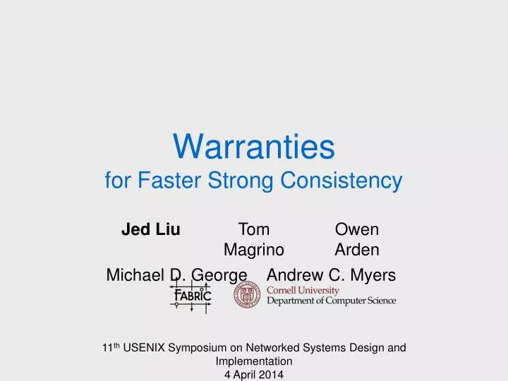 warranties for faster strong consistency