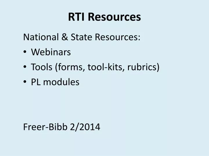rti resources