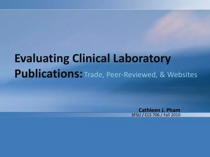 evaluating clinical laboratory publications
