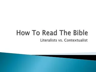 How To Read The Bible