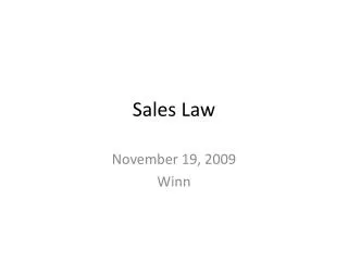 Sales Law