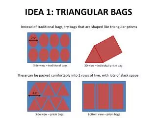 Instead of traditional bags, try bags that are shaped like triangular prisms