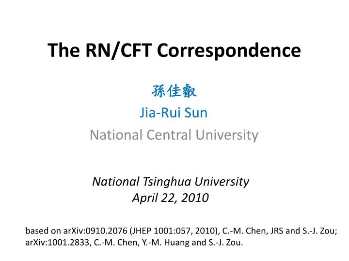 the rn cft correspondence