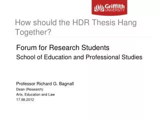 How should the HDR Thesis Hang Together?