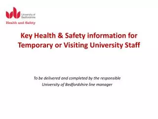 Key Health &amp; Safety information for Temporary or Visiting University Staff