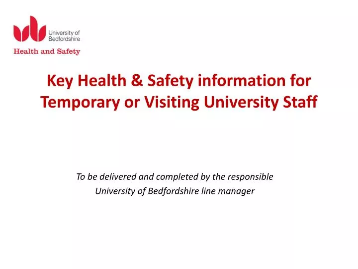key health safety information for temporary or visiting university staff