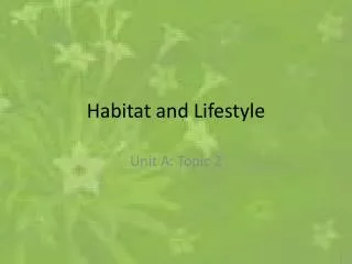 Habitat and Lifestyle