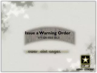 Issue a Warning Order