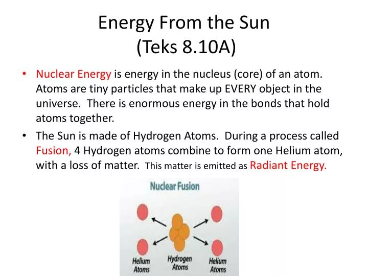 energy from the sun teks 8 10a