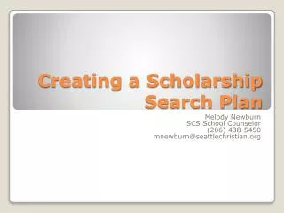Creating a Scholarship Search Plan