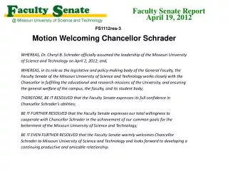 Motion Welcoming Chancellor Schrader