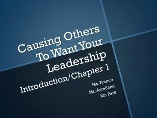 Causing Others To Want Your Leadership Introduction/Chapter 1