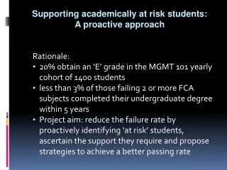 Supporting academically at risk students: A proactive approach