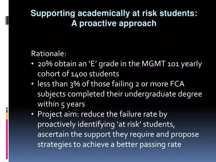 supporting academically at risk students a proactive approach