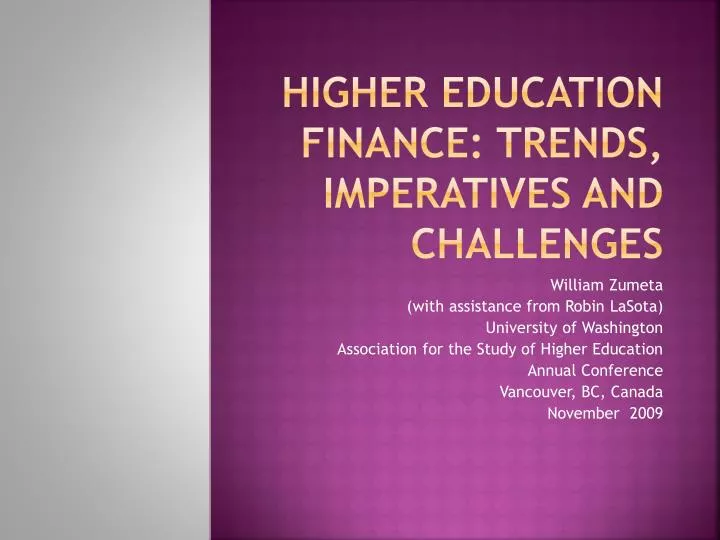 higher education finance trends imperatives and challenges