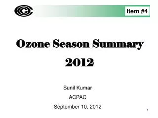 Ozone Season Summary 2012