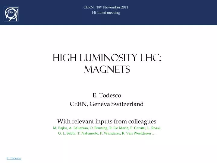 high luminosity lhc magnets