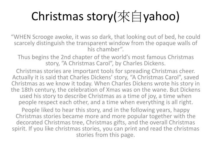 christmas story yahoo