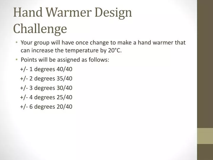 hand warmer design challenge