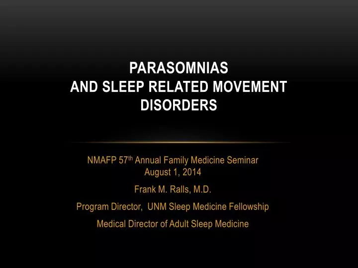 parasomnias and sleep related movement disorders
