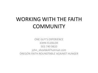 WORKING WITH THE FAITH COMMUNITY