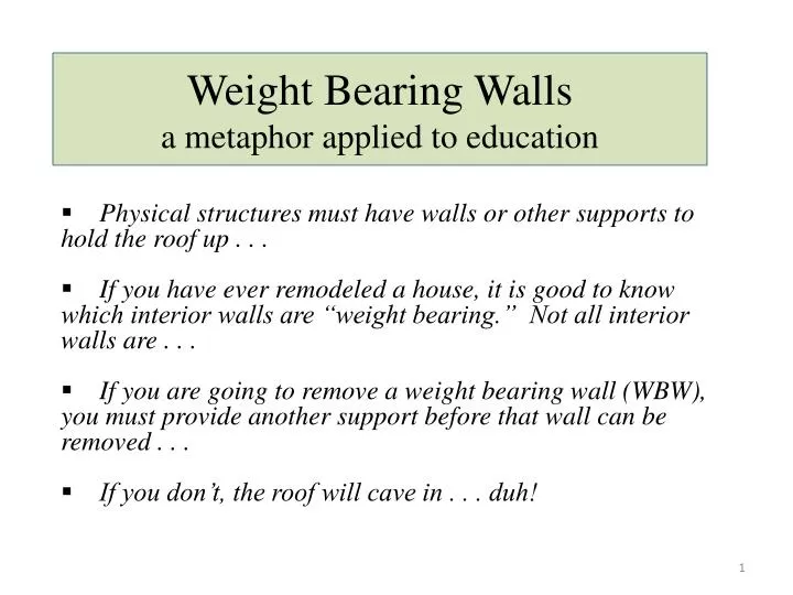weight bearing walls a metaphor applied to education