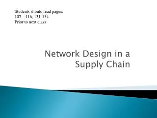 Network Design in a Supply Chain