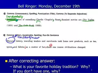 Bell Ringer: Monday, December 19th