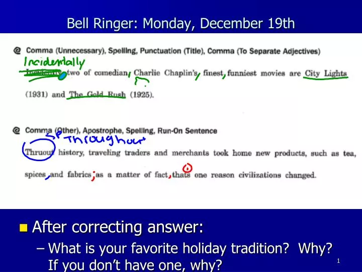bell ringer monday december 19th