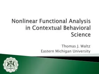 Nonlinear Functional Analysis in Contextual Behavioral Science