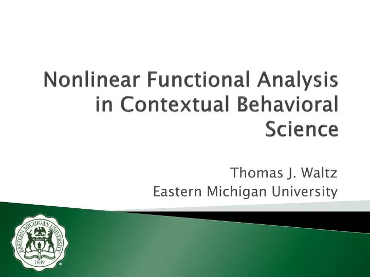 nonlinear functional analysis in contextual behavioral science