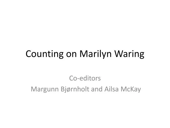 counting on marilyn waring