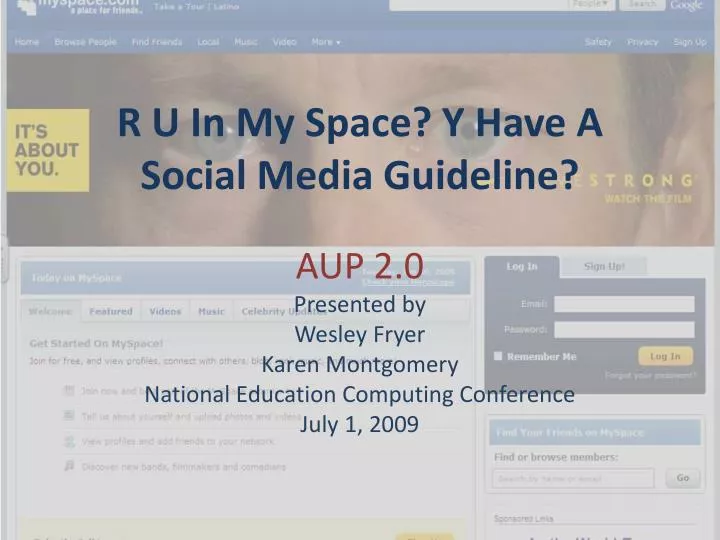 r u in my space y have a social media guideline