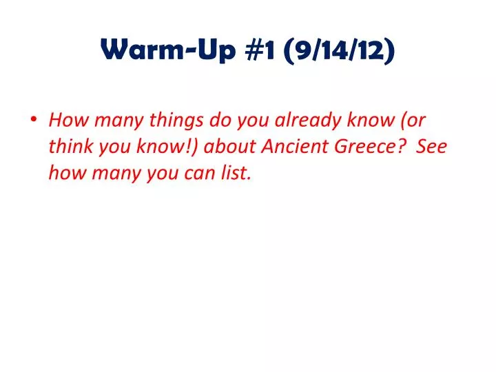 warm up 1 9 14 12