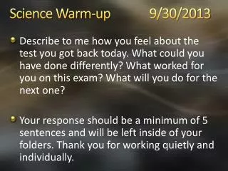 Science Warm-up		 9/30/2013