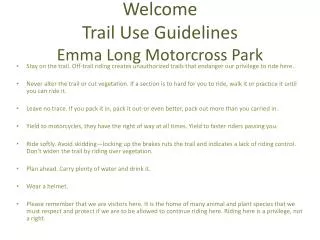 Welcome Trail Use Guidelines Emma Long Motorcross Park