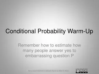 Conditional Probability Warm-Up