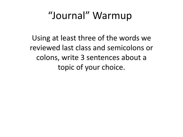 journal warmup
