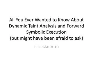 IEEE S&amp;P 2010