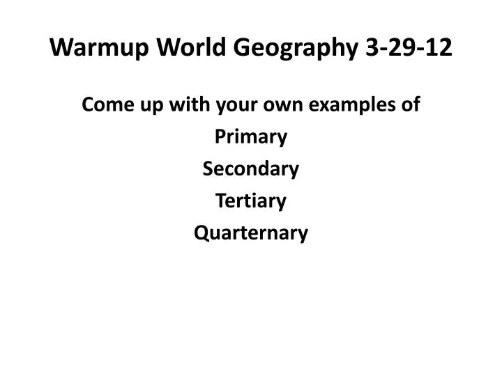 warmup world geography 3 29 12