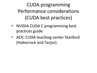 CUDA programming Performance considerations (CUDA best practices)