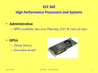 ECE 569 High Performance Processors and Systems