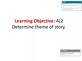 Learning Objective: 4L2 Determine theme of story.